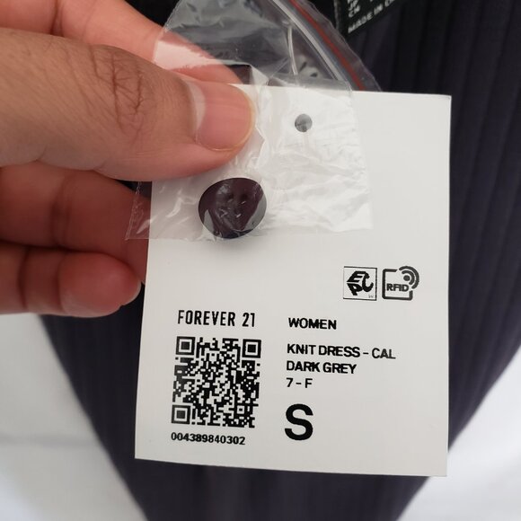 Forever 21 Dark Gray Collard V Neck Sleeveless Backless Fitted Knit Dress Size S - Picture 4 of 10